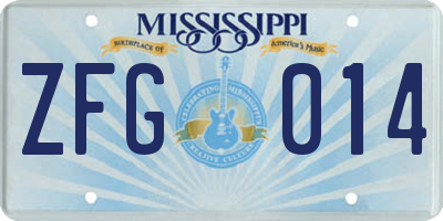 MS license plate ZFG014
