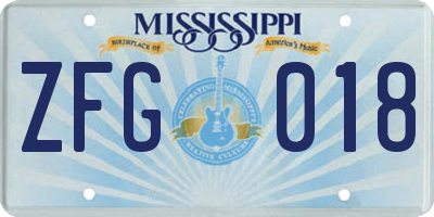 MS license plate ZFG018