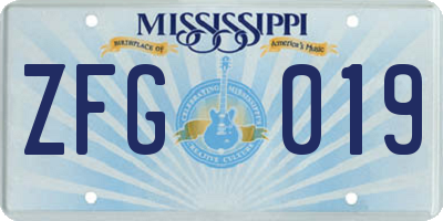 MS license plate ZFG019