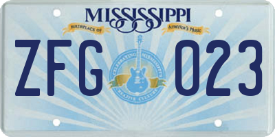 MS license plate ZFG023