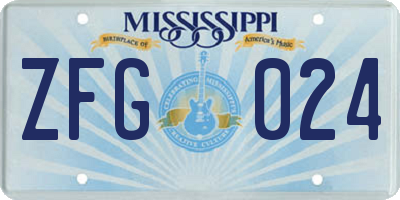 MS license plate ZFG024