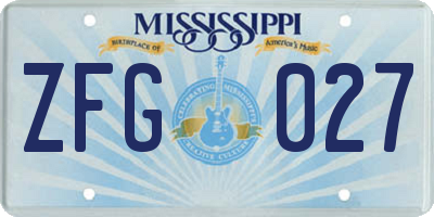 MS license plate ZFG027