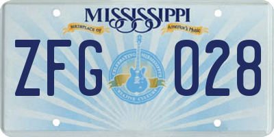 MS license plate ZFG028