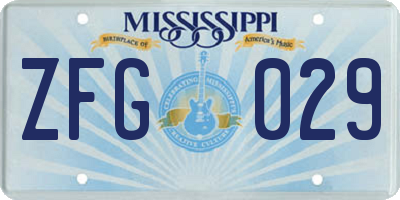 MS license plate ZFG029