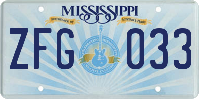 MS license plate ZFG033