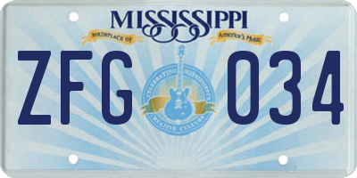 MS license plate ZFG034