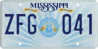 MS license plate ZFG041