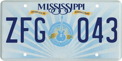 MS license plate ZFG043