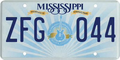 MS license plate ZFG044