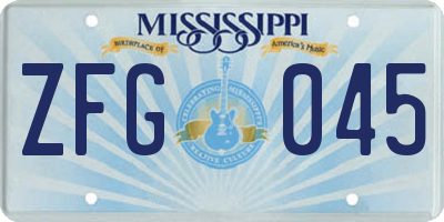 MS license plate ZFG045