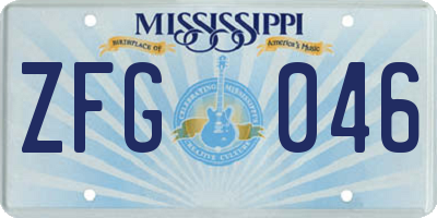 MS license plate ZFG046