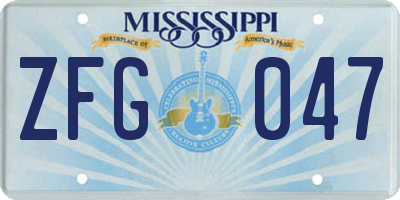 MS license plate ZFG047