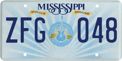 MS license plate ZFG048