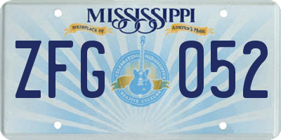 MS license plate ZFG052