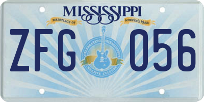 MS license plate ZFG056