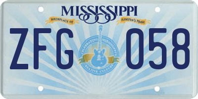 MS license plate ZFG058
