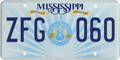 MS license plate ZFG060