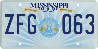 MS license plate ZFG063
