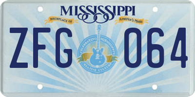 MS license plate ZFG064