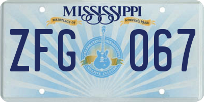 MS license plate ZFG067