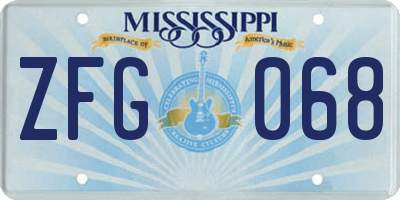 MS license plate ZFG068