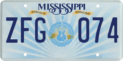 MS license plate ZFG074