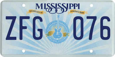 MS license plate ZFG076