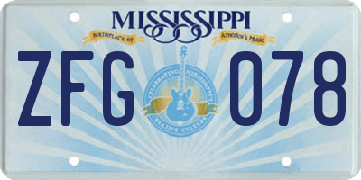 MS license plate ZFG078