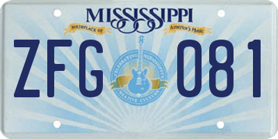 MS license plate ZFG081