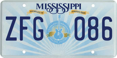 MS license plate ZFG086