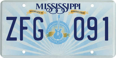 MS license plate ZFG091