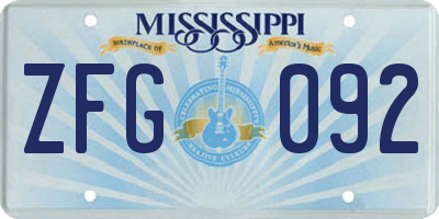 MS license plate ZFG092