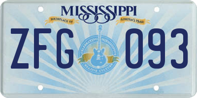 MS license plate ZFG093