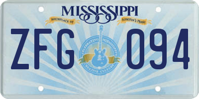 MS license plate ZFG094