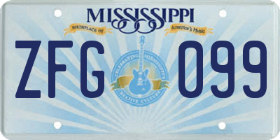 MS license plate ZFG099
