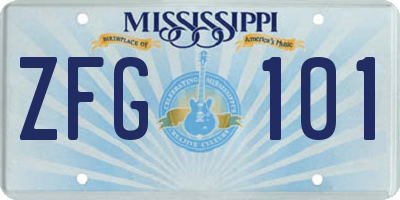 MS license plate ZFG101
