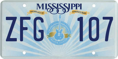 MS license plate ZFG107