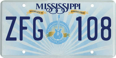 MS license plate ZFG108