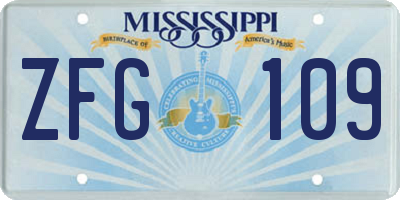 MS license plate ZFG109