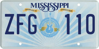 MS license plate ZFG110
