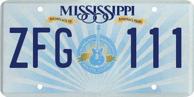 MS license plate ZFG111