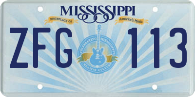MS license plate ZFG113