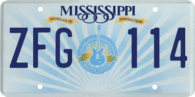 MS license plate ZFG114