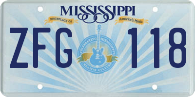 MS license plate ZFG118