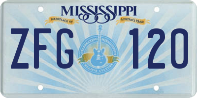 MS license plate ZFG120