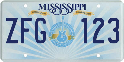 MS license plate ZFG123
