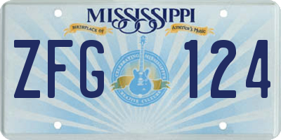 MS license plate ZFG124