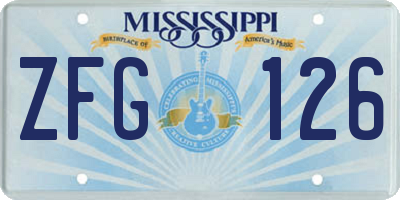 MS license plate ZFG126