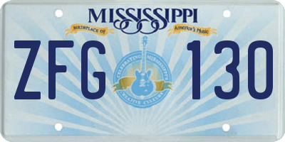 MS license plate ZFG130