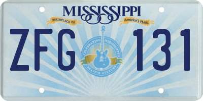 MS license plate ZFG131